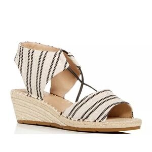 Eileen Fisher Women's Agnes Espadrille Wedge Sandals Cream & Black Striped Sz 10